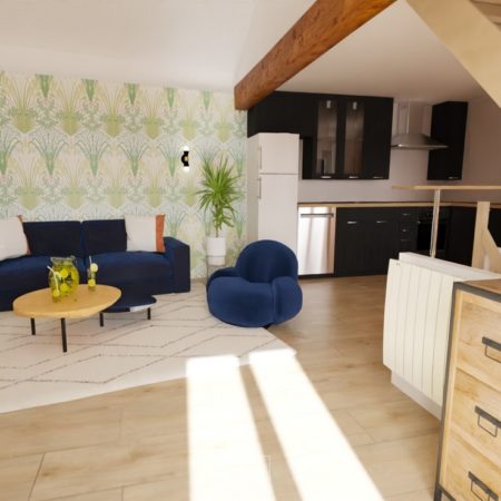 Aménagement d'un appartement dans une grange par MH DECO dans les Yvelines