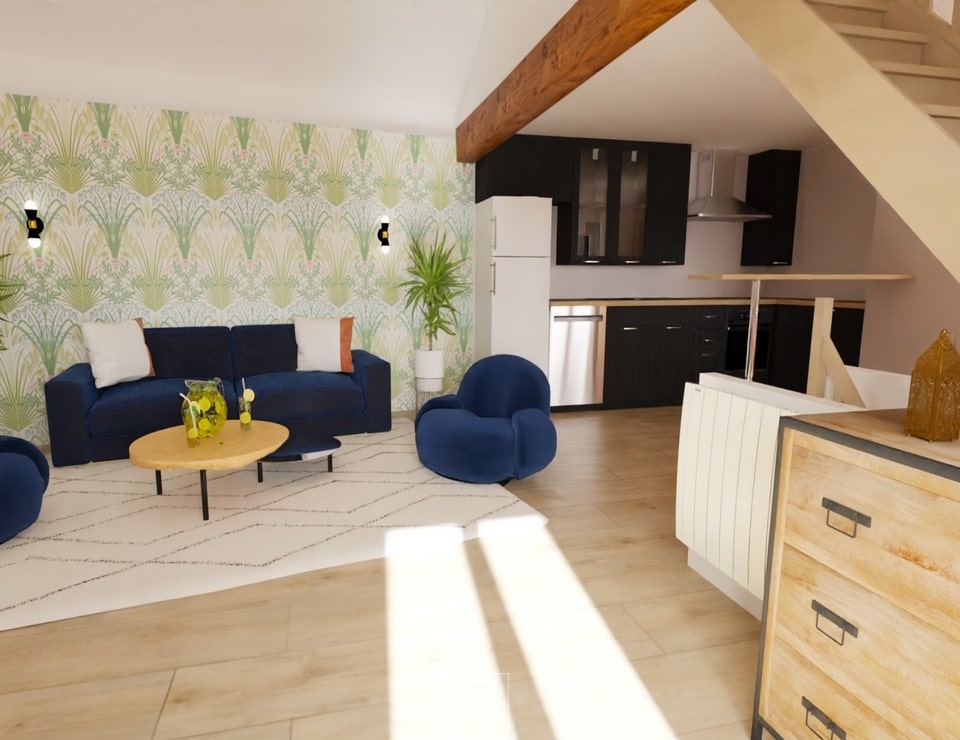 Aménagement d'un appartement dans une grange par MH DECO dans les Yvelines