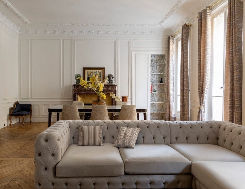 Un appartement haussmannien sublimé par Sabrina Darmon, architecte d'intérieur MH à Paris