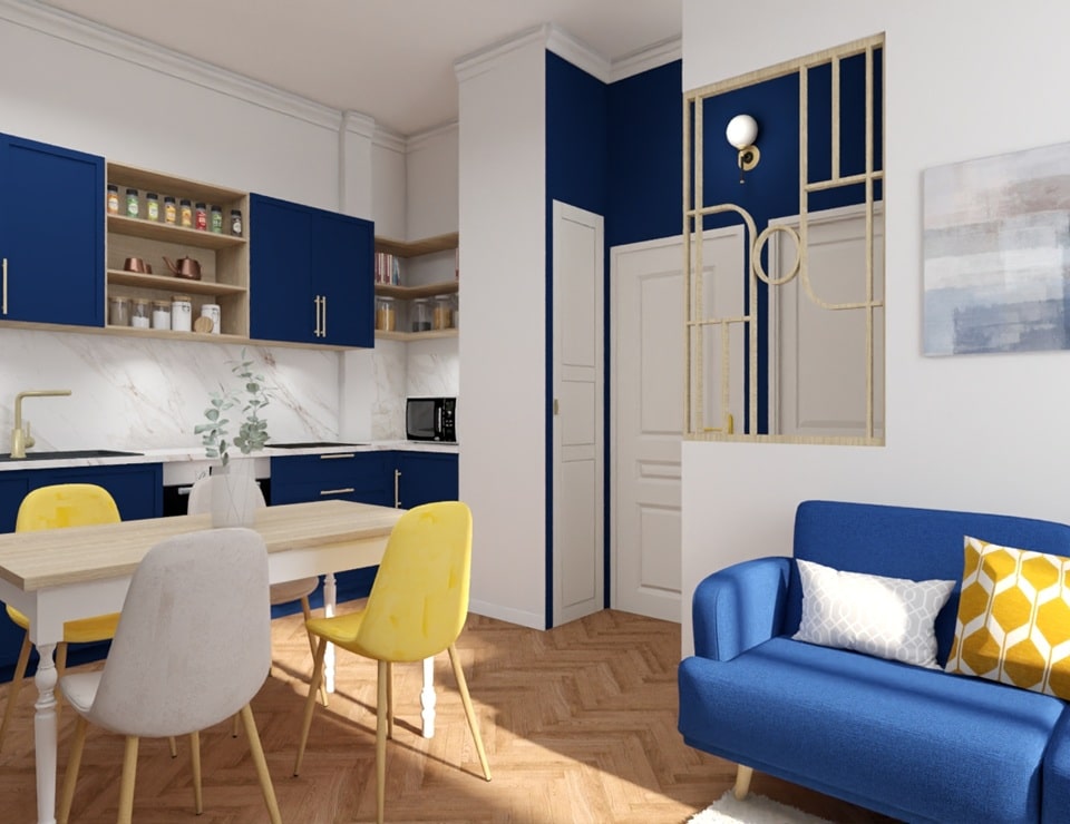 Un bureau transformé en appartement par MH INTERIOR à Thouars