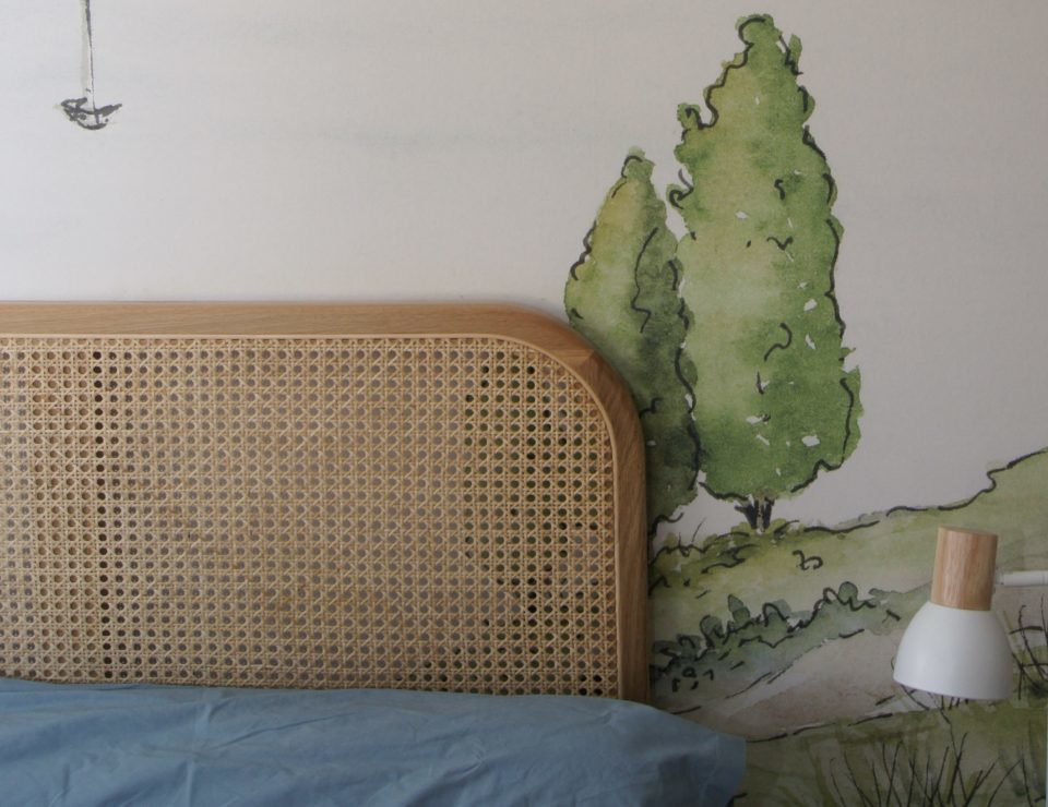 architecte d&rsquo;int&eacute;rieur &agrave; Saint-Prest - suite parentale avec fresque v&eacute;g&eacute;tale MH INTERIOR