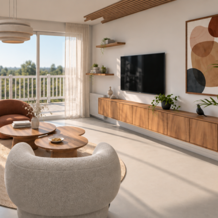 R&eacute;novation d'une maison avec salon contemporain et meuble sur mesure - MH INTERIOR Angers